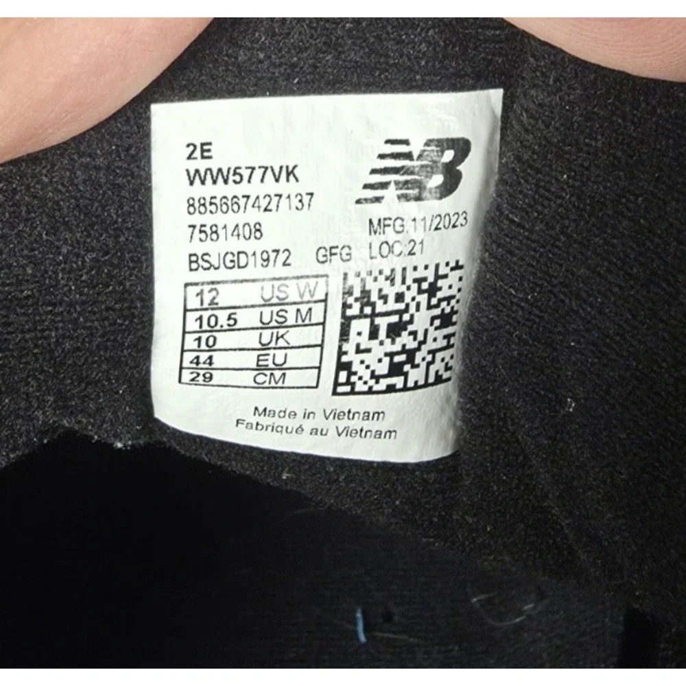New Balance 577 Walking Shoes Womens Sz 12 2E Extra WIDE Black Hook/Loop WW577VK